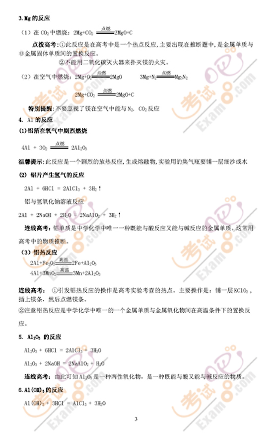 2009年化学考前全冲刺必备—化学必记反应