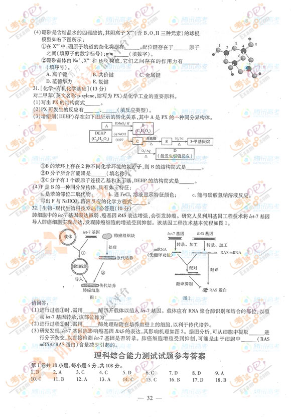 考试吧：2012年福建高考理综试题及答案